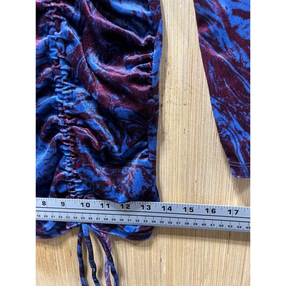 Wild Fable - Women's Long Sleeve Ruched Velvet Bodycon Dress - Blue - Small - Picture 8 of 16